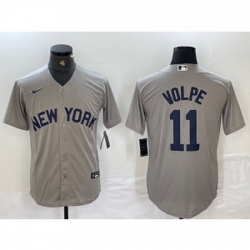 MLB Yankees 11 Anthony Volpe Grey Nike Cool Base Men Jersey