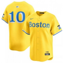 Men Boston Red Sox 10 Trevor Story Gold City Connect Stitched Baseball Jersey