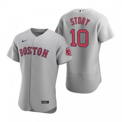 Men Boston Red Sox 10 Trevor Story Grey Flex Base Stitched Baseball jersey