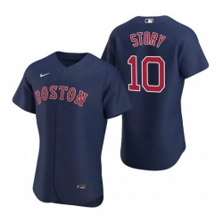 Men Boston Red Sox 10 Trevor Story Navy Flex Base Stitched Baseball jersey