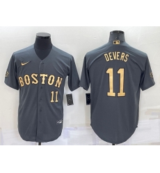 Men Boston Red Sox 11 Rafael Devers 2022 All Star Charcoal Cool Base Stitched Jersey