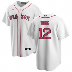 Men Boston Red Sox 12 Connor Wong White Cool Base Stitched Jersey