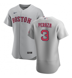 Men Boston Red Sox 3 Jose Peraza Men Nike Gray Road 2020 Flex Base Team MLB Jersey