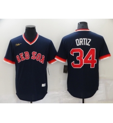 Men Boston Red Sox 34 David Ortiz Navy Stitched Baseball jersey
