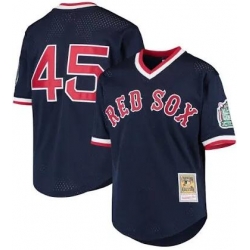 Men Boston Red Sox #45 Pedro martinez Mitchell Ness Blue Jersey
