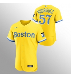 Men Boston Red Sox 57 Eduardo Rodriguez Men Nike 2021 City Connect Gold Authentic MLB Jersey