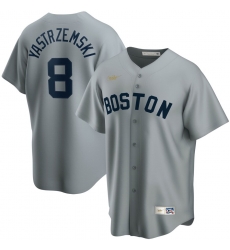 Men Boston Red Sox 8 Carl Yastrzemski Nike Road Cooperstown Collection Player MLB Jersey Gray