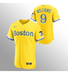 Men Boston Red Sox 9 Ted Williams Men Nike 2021 City Connect Gold Authentic MLB Jersey