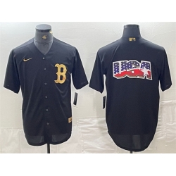Men Boston Red Sox Black Team Big Logo Cool Base Stitched Baseball Jersey