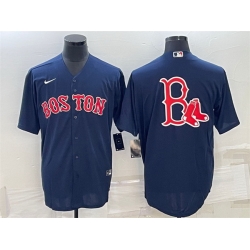 Men Boston Red Sox Navy Team Big Logo Cool Base Stitched Jersey