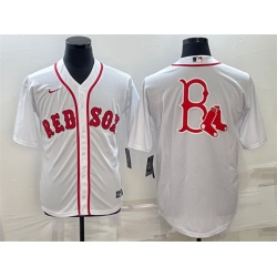 Men Boston Red Sox White Team Big Logo Cool Base Stitched Jersey