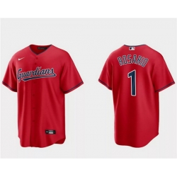 Men Cleveland Guardians 1 Amed Rosario Red Cool Base Stitched Jersey