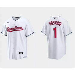 Men Cleveland Guardians 1 Amed Rosario White Cool Base Stitched Jersey
