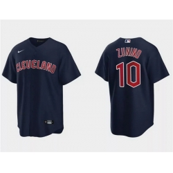 Men Cleveland Guardians 10 Mike Zunino Navy Cool Base Stitched Jersey