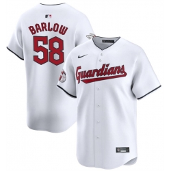Men Cleveland Guardians 58 Scott Barlow White Home Limited Stitched Baseball Jersey