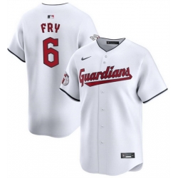 Men Cleveland Guardians 6 David Fry White Cool Base Stitched Baseball Jersey