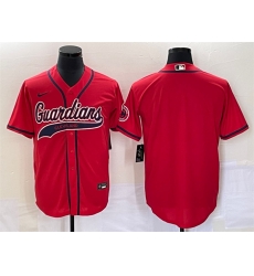 Men Cleveland Guardians Blank Red With Patch Cool Base Stitched Baseball Jersey
