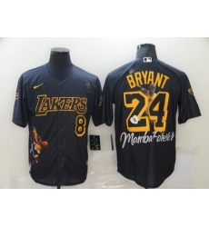 Men Los Angeles Lakers 8 24 Kobe Bryant Black With KB Patch Jersey