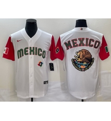 Men Mexico Baseball 2023 White Team Big Logo World Baseball Classic Stitched Jersey 1