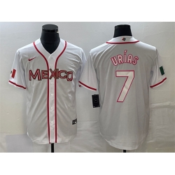 Men Mexico Baseball 7 Julio Ur EDas 2023 White World Baseball With Patch Classic Stitched Jersey