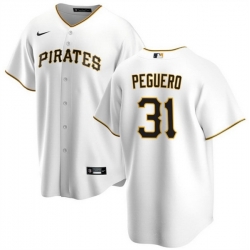 Men Pittsburgh Pirates 31 Liover Peguero White Cool Base Stitched Baseball Jersey