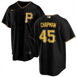 Men Pittsburgh Pirates 45 Aroldis Chapman Black Cool Base Stitched Baseball Jersey