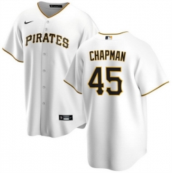 Men Pittsburgh Pirates 45 Aroldis Chapman White Cool Base Stitched Baseball Jersey