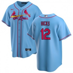 Men St  Louis Cardinals 12 Jordan Hicks Blue Cool Base Stitched Jersey