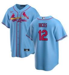 Men St  Louis Cardinals 12 Jordan Hicks Blue Cool Base Stitched Jersey