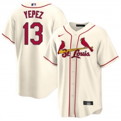 Men St  Louis Cardinals 13 Juan Yepez Cream Cool Base Stitched Jersey
