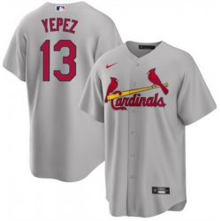 Men St  Louis Cardinals 13 Juan Yepez Grey Cool Base Stitched Jersey