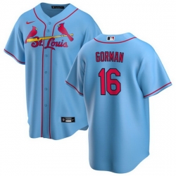 Men St  Louis Cardinals 16 Nolan Gorman Blue Cool Base Stitched Jersey