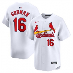Men St  Louis Cardinals 16 Nolan Gorman White 2024 Home Limited Stitched Baseball Jersey