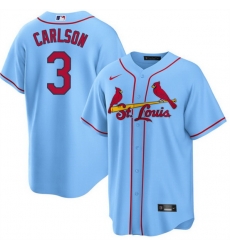 Men St  Louis Cardinals 3 Dylan Carlson Blue Cool Base Stitched Jersey