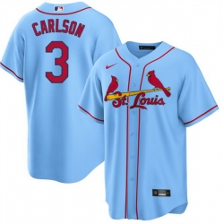 Men St  Louis Cardinals 3 Dylan Carlson Blue Cool Base Stitched Jersey