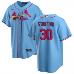 Men St  Louis Cardinals 30 Chris Stratton Blue Cool Base Stitched Jersey