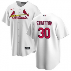 Men St  Louis Cardinals 30 Chris Stratton White Cool Base Stitched Jersey
