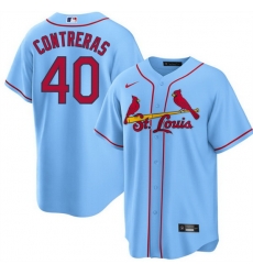 Men St  Louis Cardinals 40 Willson Contreras Blue Cool Base Stitched Jersey