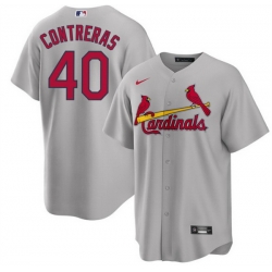 Men St  Louis Cardinals 40 Willson Contreras Grey Cool Base Stitched Jersey