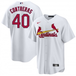 Men St  Louis Cardinals 40 Willson Contreras White Cool Base Stitched Jersey