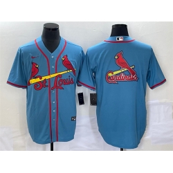 Men St  Louis Cardinals Blue Big Team Logo In Back Cool Base Stitched Jersey