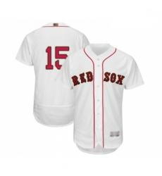 Mens Boston Red Sox 15 Dustin Pedroia White 2019 Gold Program Flex Base Authentic Collection Baseball Jersey