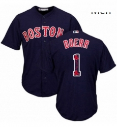Mens Majestic Boston Red Sox 1 Bobby Doerr Authentic Navy Blue Team Logo Fashion Cool Base MLB Jersey