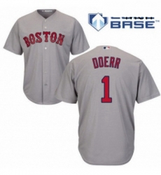 Mens Majestic Boston Red Sox 1 Bobby Doerr Replica Grey Road Cool Base MLB Jersey
