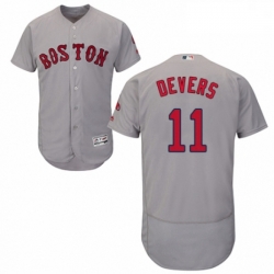 Mens Majestic Boston Red Sox 11 Rafael Devers Grey Road Flex Base Authentic Collection MLB Jersey