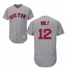 Mens Majestic Boston Red Sox 12 Brock Holt Grey Road Flex Base Authentic Collection MLB Jersey