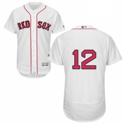 Mens Majestic Boston Red Sox 12 Brock Holt White Home Flex Base Authentic Collection MLB Jersey