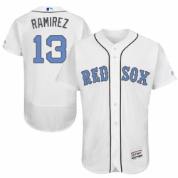 Mens Majestic Boston Red Sox 13 Hanley Ramirez Authentic White 2016 Fathers Day Fashion Flex Base MLB Jersey