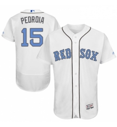 Mens Majestic Boston Red Sox 15 Dustin Pedroia Authentic White 2016 Fathers Day Fashion Flex Base MLB Jersey