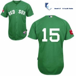 Mens Majestic Boston Red Sox 15 Dustin Pedroia Replica Green Cool Base MLB Jersey